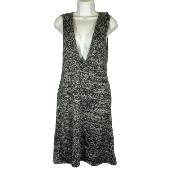 Krochetta By Papillon Gray Knitted V Neck Jumper Dress Size Large - Picture 1 of 6